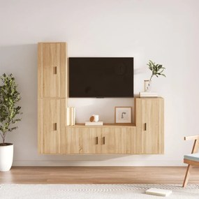 vidaXL Conjunto móveis de TV 4 pcs madeira processada carvalho sonoma