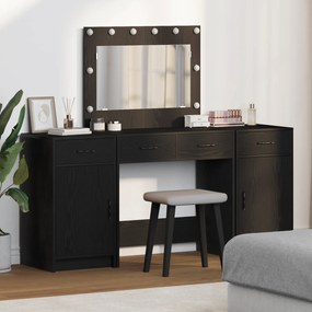 Conjunto de Maquiagem de 3 Peças vidaXL com LED Preto em Madeira Sintética
