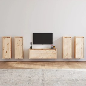Móveis de TV 5 pcs madeira de pinho maciça