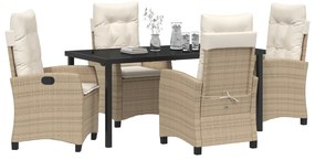 Conjunto de Jantar de Jardim de 5 Peças com Almofadas - Rattan Sintéti