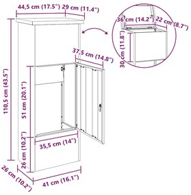 Caixa para entrega de pacotes Antracite 44,5 x 29 x 110,5 cm