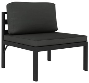 3 pcs conjunto lounge jardim com almofadões alumínio antracite