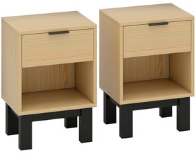 Conjunto de 2 Mesas de Cabeceira Estreitas Mesas de Cabeceira Modernas com Gaveta e Prateleira Aberta 35x26x50 cm Carvalho