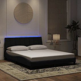 Estrutura de cama c/ luzes LED 160x200 cm veludo preto