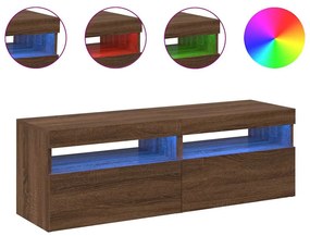 Móveis de TV 2 pcs com luzes LED 60x35x40 cm carvalho castanho