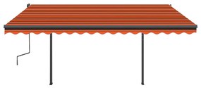 Toldo automático c/ LED e sensor de vento 4x3m laranja/castanho