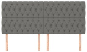 Cabeceira de cama 4 pcs tecido 90x7x78/88 cm cinzento-escuro