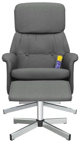 Cadeira massagens reclinável c/ apoio pés tecido cinza-escuro