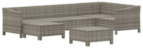 7 pcs conjunto lounge de jardim c/ almofadões vime PE cinzento