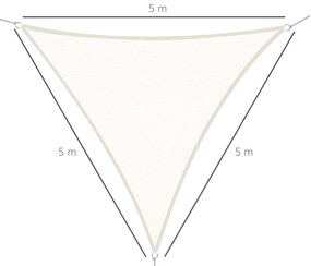 Vela de Sombra Triangular 5x5x5 m Toldo Vela de Poliéster com Proteção