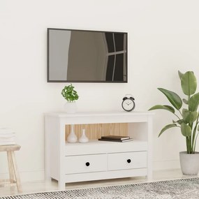 Móvel de TV 79x35x52 cm madeira de pinho maciça branco