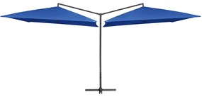 vidaXL Guarda-sol duplo com mastro de aço 250x250 cm azul-ciano
