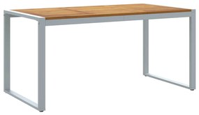 Mesa de Jantar Externa vidaXL Cinza 160x80x75 cm Aço e Madeira Sólida