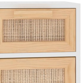 Aparador 60x30x75 cm madeira pinho maciça/vime natural branco