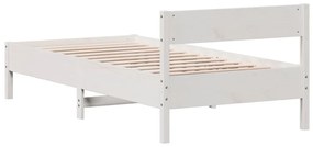 Estrutura de cama com cabeceira 90x190 cm pinho maciço branco