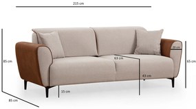 ****  
Sofá-Cama de 3 Lugares Aren – Bege – 215x85x85 cm

**