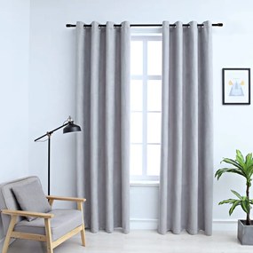 134465 vidaXL Cortinas blackout c/ argolas em metal 2 pcs 140x225 cm cinzento