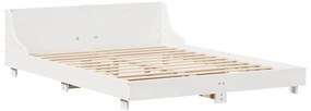 Cama sem colchão 140x200 cm madeira de pinho maciça branco