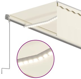 Toldo retrátil manual com estore/LED 6x3 m cor creme