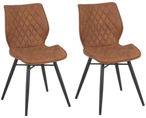 Conjunto de 2 cadeiras de jantar em tecido castanho dourado LISLE Beliani