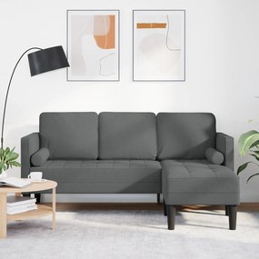 Sofá L de 3 Lugares vidaXL Cinza Escuro 160 cm Tecido