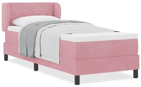 Cama Box Spring vidaXL com Colchão Rosa 80x200 cm de Veludo