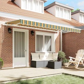 Toldo Retrátil Manual Verde e Amarelo e Branco