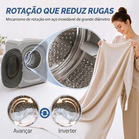 Máquina de Secar Roupa de Exaustão 4 kg 800 W com Ecrã Tátil, Controlo de Tempo e Temperatura, Função Anti-rugas, Prata