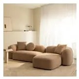 Sofá Modular Chaise Longue Direito De 2 Peças Em Coco Chenille Tecido Chenille Latte Castanho - Sklum