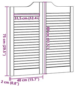 Portas de batente design de persiana 2-Par 80x80cm pinho maciço