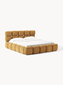 Cama estofada em teddy-bouclé com espaço de arrumação Tayla