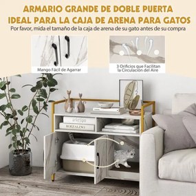 Móvel para Caixa de areia para gatos com prateleira 89 x 45 x 74,5 cm Cinza e Branco