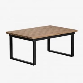 Mesa De Centro Para Jardim Retangular 90x60 Cm Em Alumínio E Madeira De Acácia Giselle Preto - Sklum