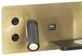 Conjunto de 2 apliques pretos dourado LED USB carregador de indução - RIZA Moderno