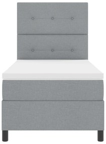 Cama Box Spring com Colchão Cinza Claro 100x200 cm Tecido