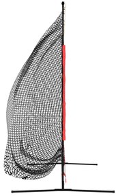 Rede de basebol portátil 215x107x216cm poliéster preto/vermelho