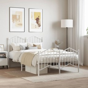 vidaXL Estrutura de cama com cabeceira e pés 120x190 cm metal branco