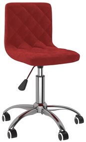 vidaXL Cadeira de escritório giratória veludo vermelho tinto