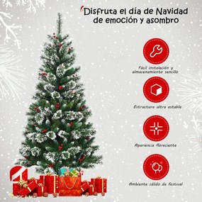 Árvore de Natal de 1,5 m com neve e sem luz Fácil de montar 100% PVC Perfeito como decoração Verde