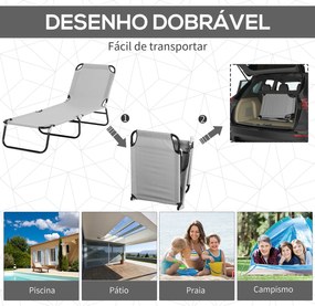 Espreguiçadeira de Jardim Dobrável com Toldo Removível e Ajustável em