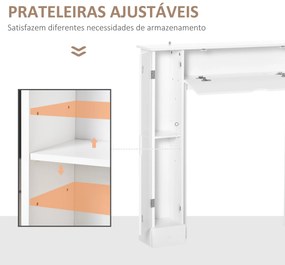 HOMCOM Estrutura para Lareira Decorativa com 3 Portas e Prateleiras Interiores Ajustáveis Estrutura de Lareira Moderna para Sala de Estar 107x18x100cm Branco