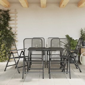 vidaXL 7 pcs conjunto de jantar para jardim rede de metal antracite