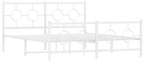 Estrutura de cama com cabeceira e pés 160x200 cm metal branco