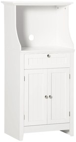 HOMCOM Móvel Auxiliar de Cozinha Móvel para Micro-Ondas com Gaveta Prateleira 2 Portas Compartimento 60x40x122,5 cm Branco | Aosom Portugal