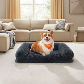 Cama para cães L Cobertura amovível e lavável 91 x 68 x 23 cm Cinzento escuro