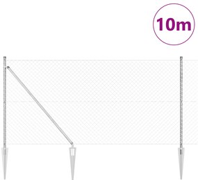 Cerca de Cadeia com 7 Postes de Espeto 1.2 x 10 m Aço Galvanizado