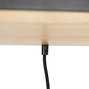Candeeiro de suspensão industrial preto com madeira 5 luzes - Shelf