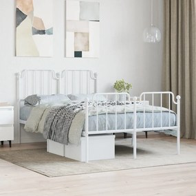 Estrutura de cama com cabeceira e pés 120x200 cm metal branco