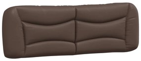 Estrutura cama c/ luzes LED 160x200cm couro artificial castanho