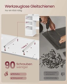 Toucador 40 x 110 x 141,5 cm com espelho LED (BANCO NÃO INCLUIDO), tomada e nove gavetas Branco nuvem